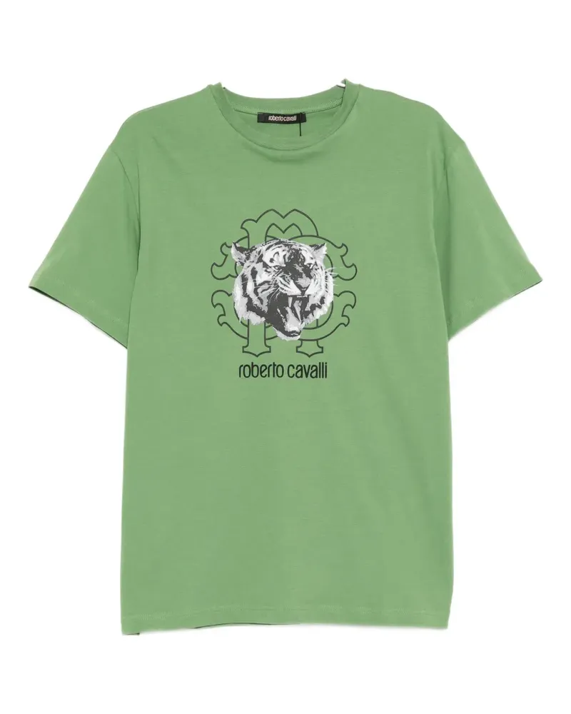 Roberto Cavalli graphic-print cotton T-shirt - Grün Grün