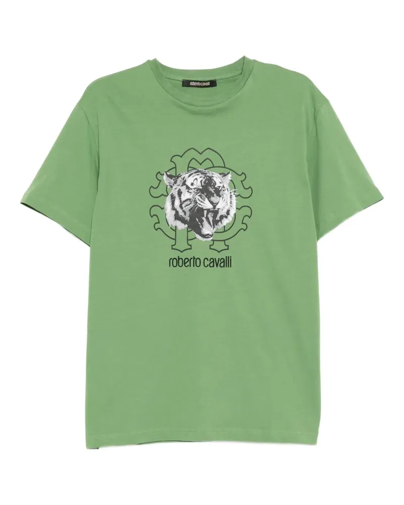Roberto Cavalli graphic-print cotton T-shirt - Grün Grün