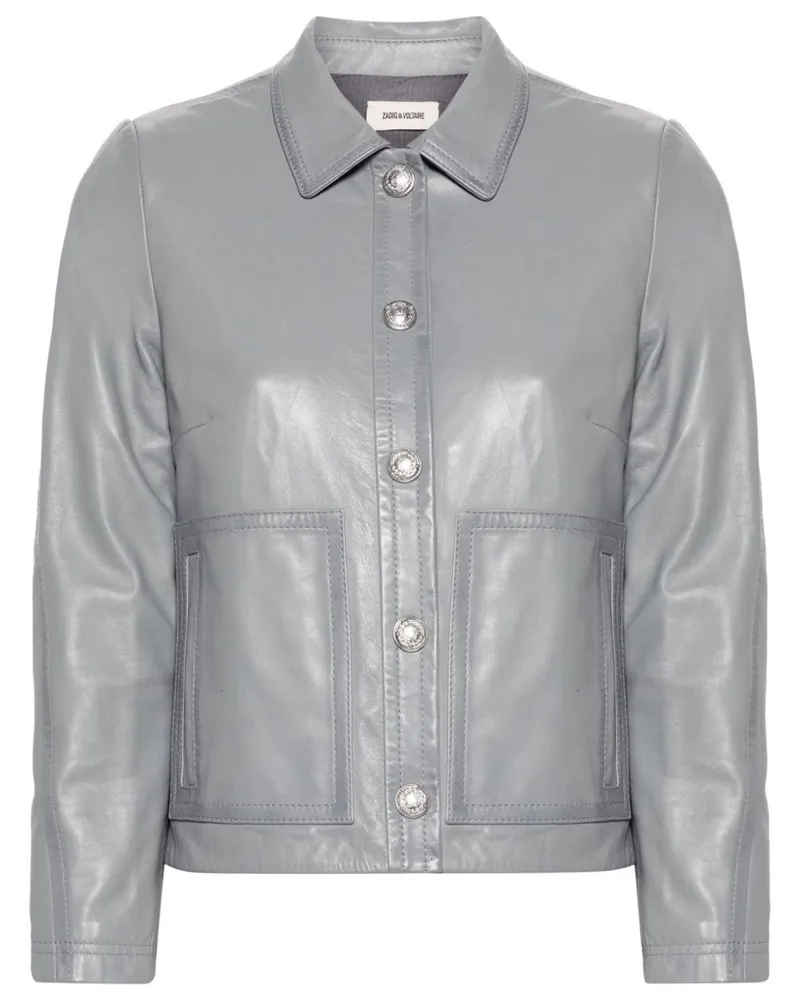 Zadig & Voltaire Litchi Lederjacke - Grau Grau