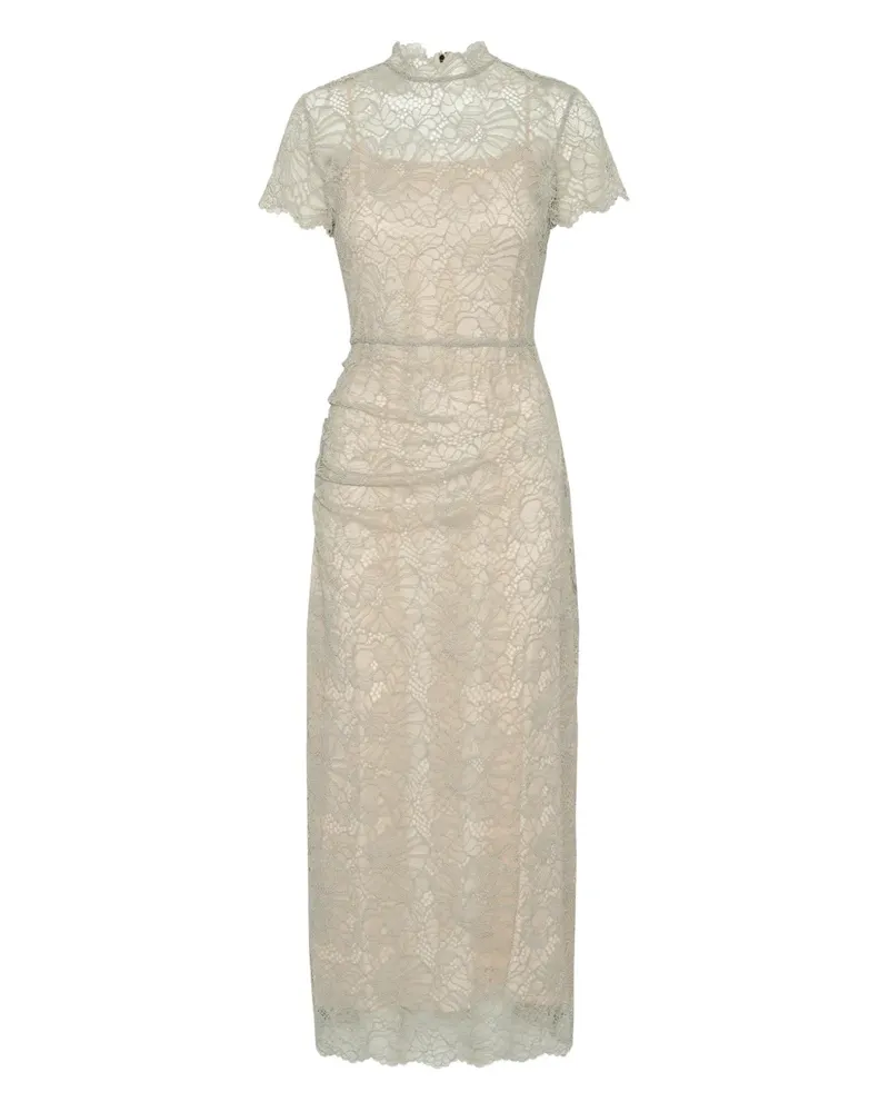 ROTATE Birger Christensen Midikleid mit Spitzendetail - Nude Nude