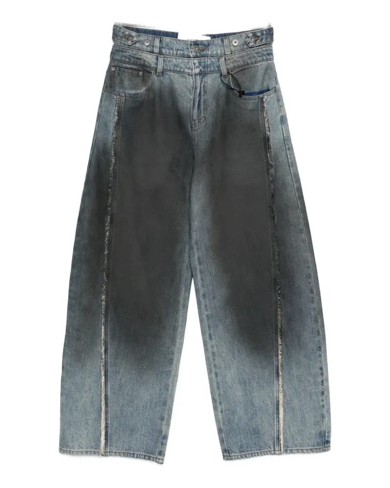 Feng Chen Wang faded wide trousers - Schwarz Schwarz