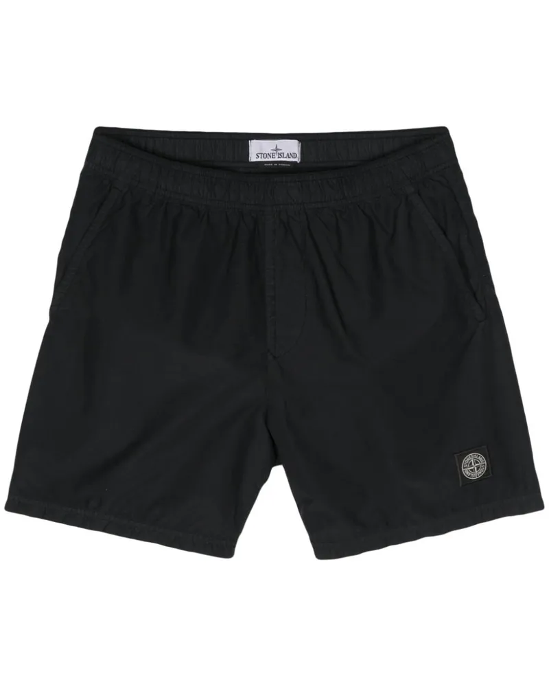 Stone Island Badeshorts mit Kompass-Patch - Schwarz Schwarz