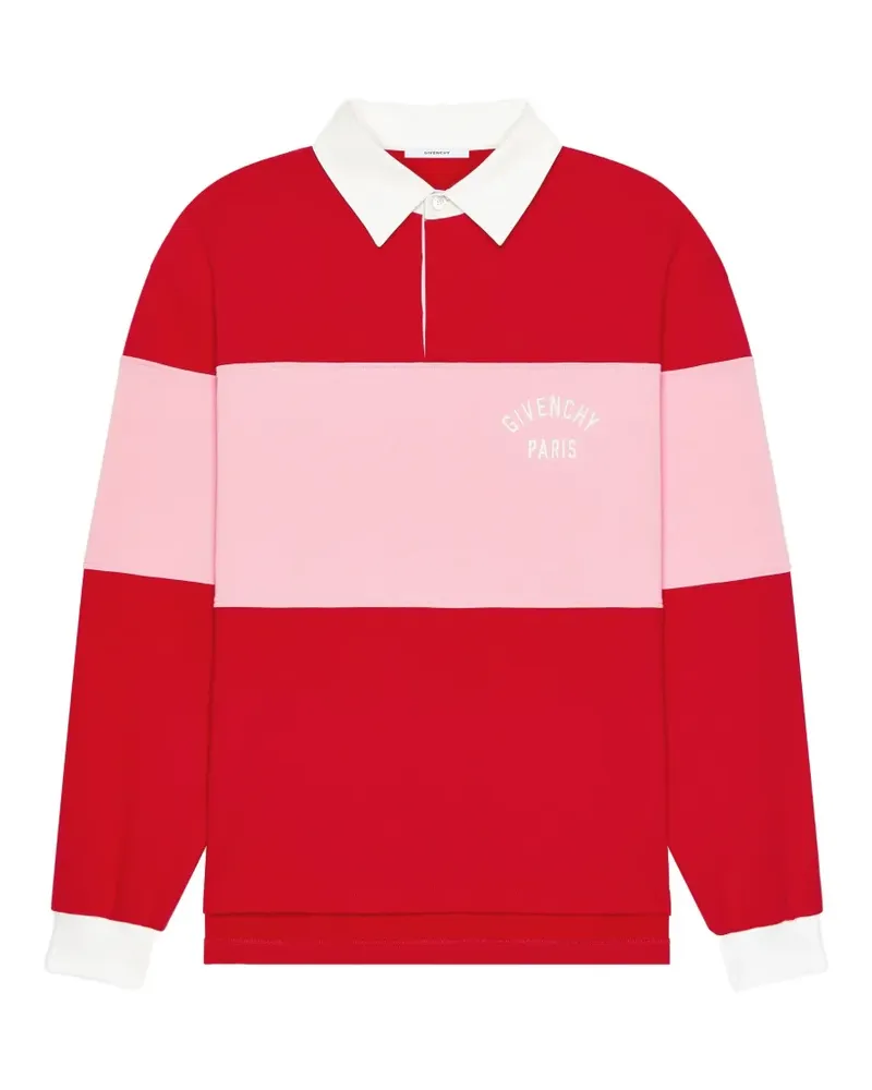 Givenchy Zweifarbiges Poloshirt aus Baumwolle mit  Paris-Stickerei - Rot Rot