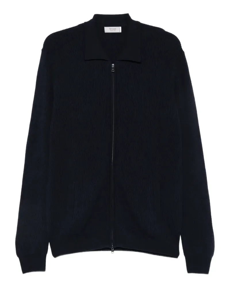 Ferrante Gerippter Cardigan mit Reißverschluss - Blau Blau