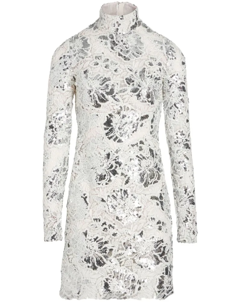 Giambattista Valli Makaramé-Minikleid mit Pailletten - Weiß Weiß