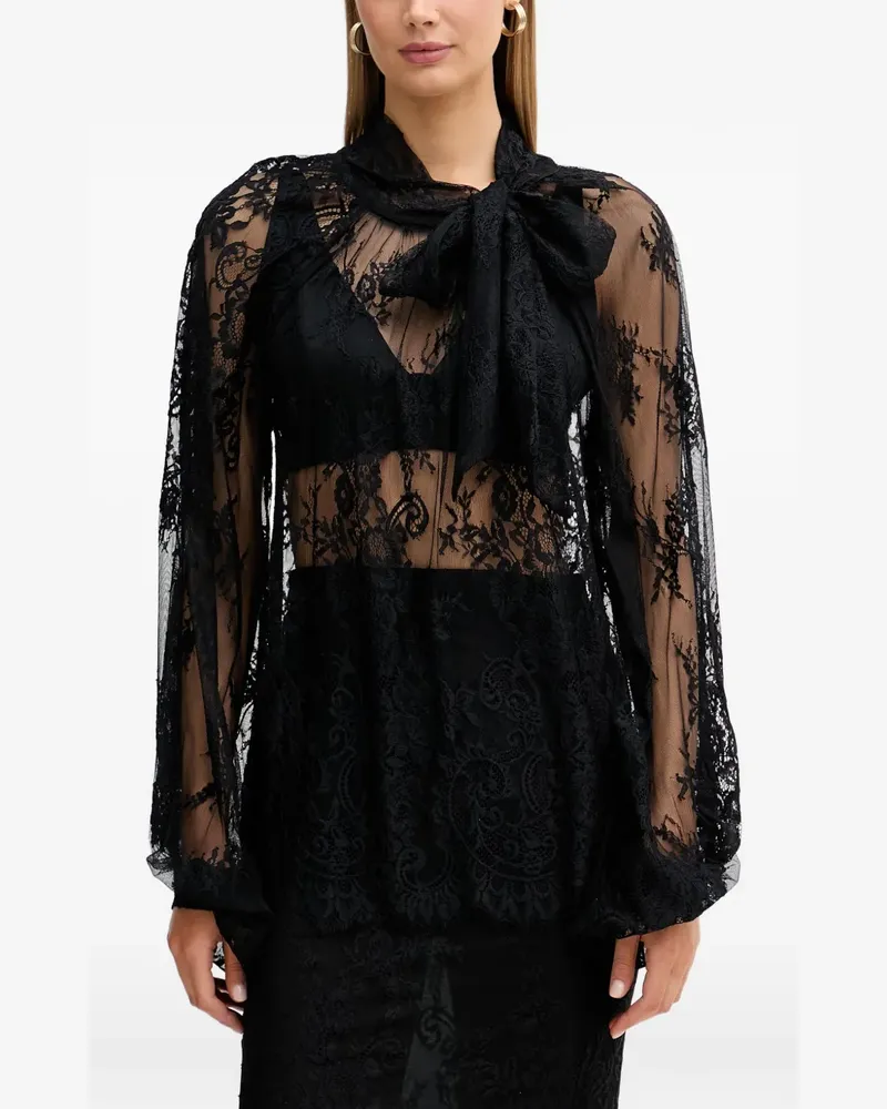 VICOLO Bluse aus floraler Spitze - Schwarz Schwarz