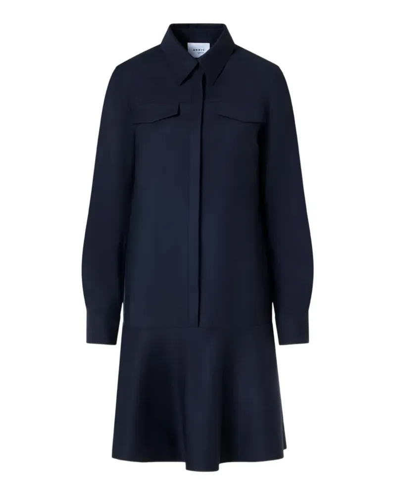 Akris Minikleid mit Rüschensaum und Knopfverschluss - Blau Blau