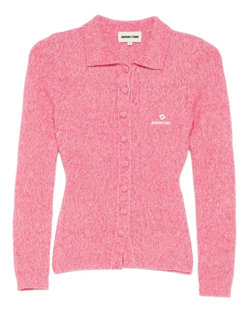 SHUSHU/TONG Cardigan mit Poloshirtkragen - Rosa Rosa