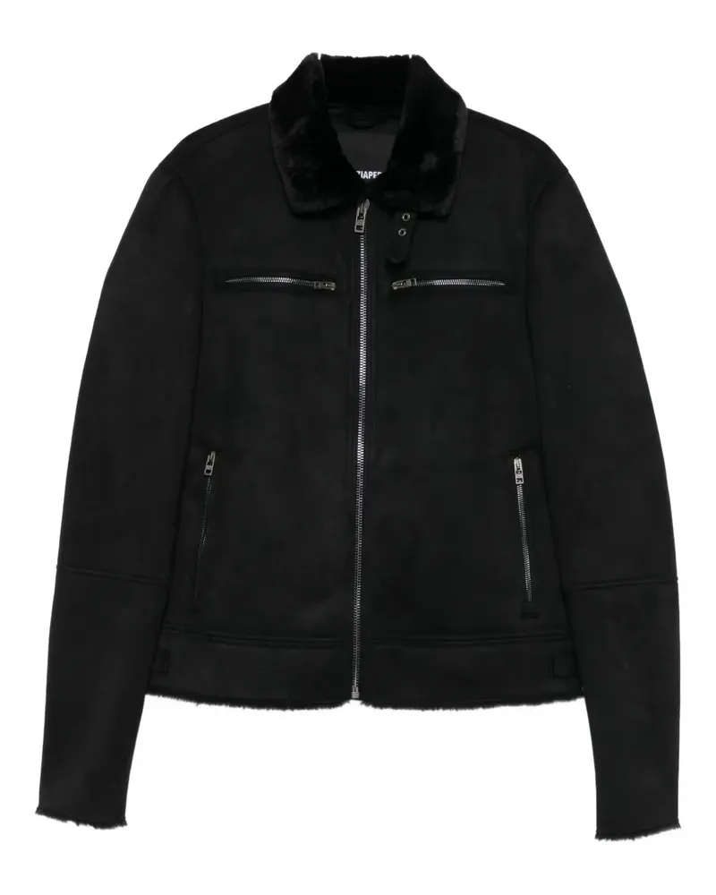 Patrizia Pepe Bikerjacke mit weitem Kragen - Schwarz Schwarz