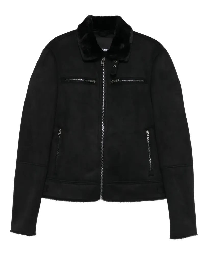 Patrizia Pepe Bikerjacke mit weitem Kragen - Schwarz Schwarz
