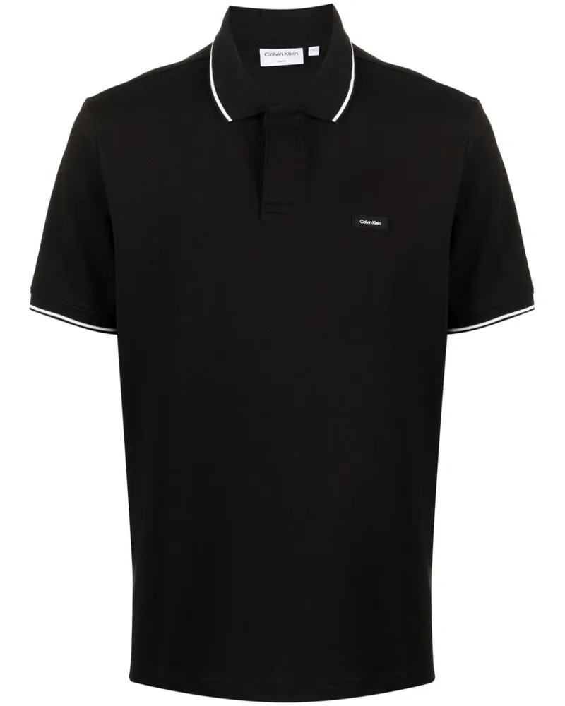 Calvin Klein Poloshirt mit Logo-Applikation - Schwarz Schwarz