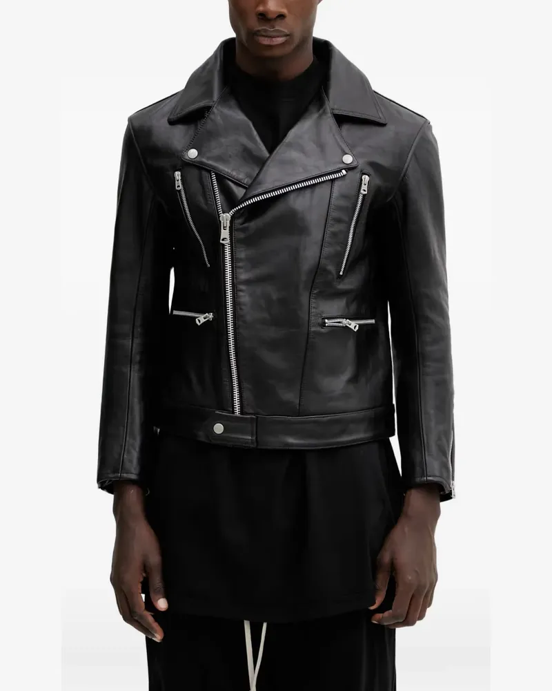Neighborhood biker leather jacket - Schwarz Schwarz