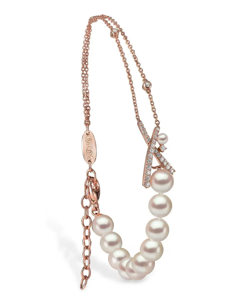 YOKO London 18kt Sleek Weißgoldarmband mit Akoya-Perlen und Diamanten - Rosa Rosa