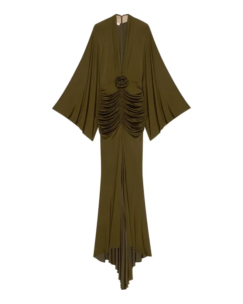 Blumarine Drapiertes Maxikleid mit Blumenapplikation - Grün Grün
