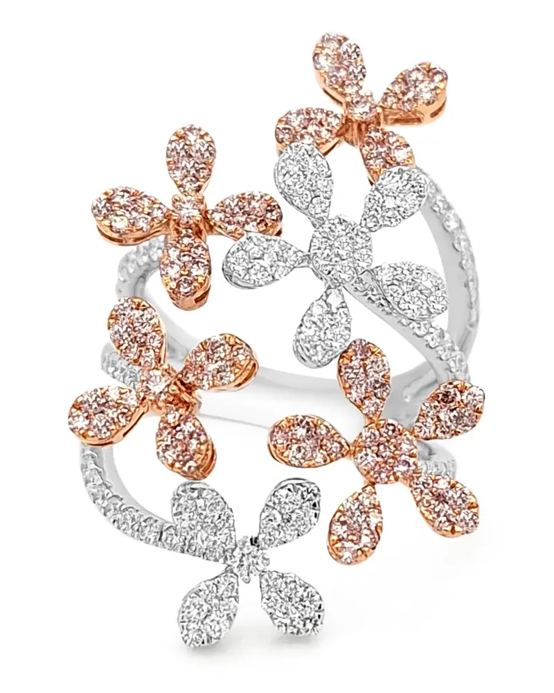 HYT Jewelry Diamantring mit Blumenmotiv - Silber Silber