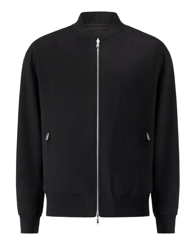 BARBA Varsity ribbed-trim cashmere jacket - Schwarz Schwarz