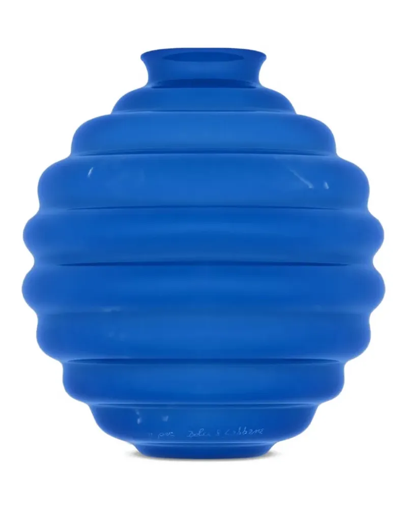 Dolce & Gabbana Gerippte Glasvase - Blau Blau