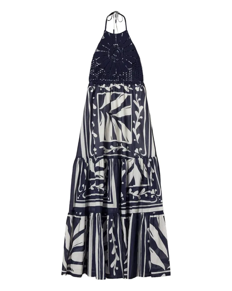 Twin-Set Besticktes Neckholder-Maxikleid - Blau Blau