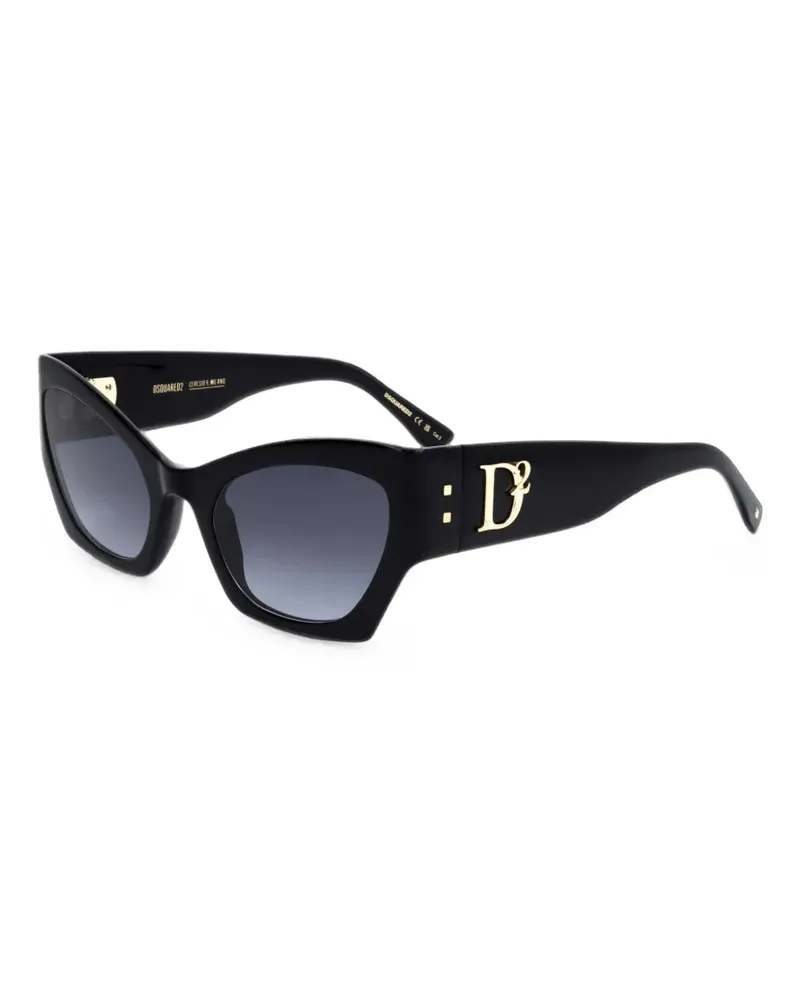 Dsquared2 Cat-Eye-Sonnenbrille mit Logo-Schild - Schwarz Schwarz