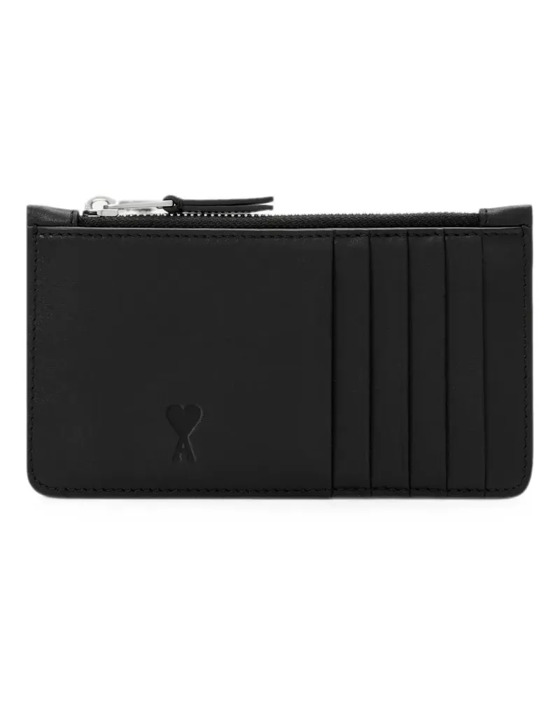 AMI Paris zipped cowhide-leather card holder with Ami de Coeur - Schwarz Schwarz
