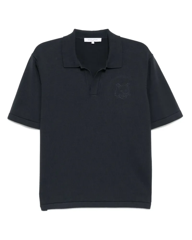 Kitsuné Gestricktes Poloshirt mit Bold Fox Head-Stickerei - Grau Grau