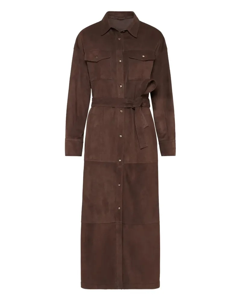 Brunello Cucinelli Hemdkleid mit Gürtel - Braun Braun