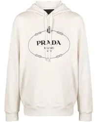 Prada Hoodie mit Logo-Print Nude