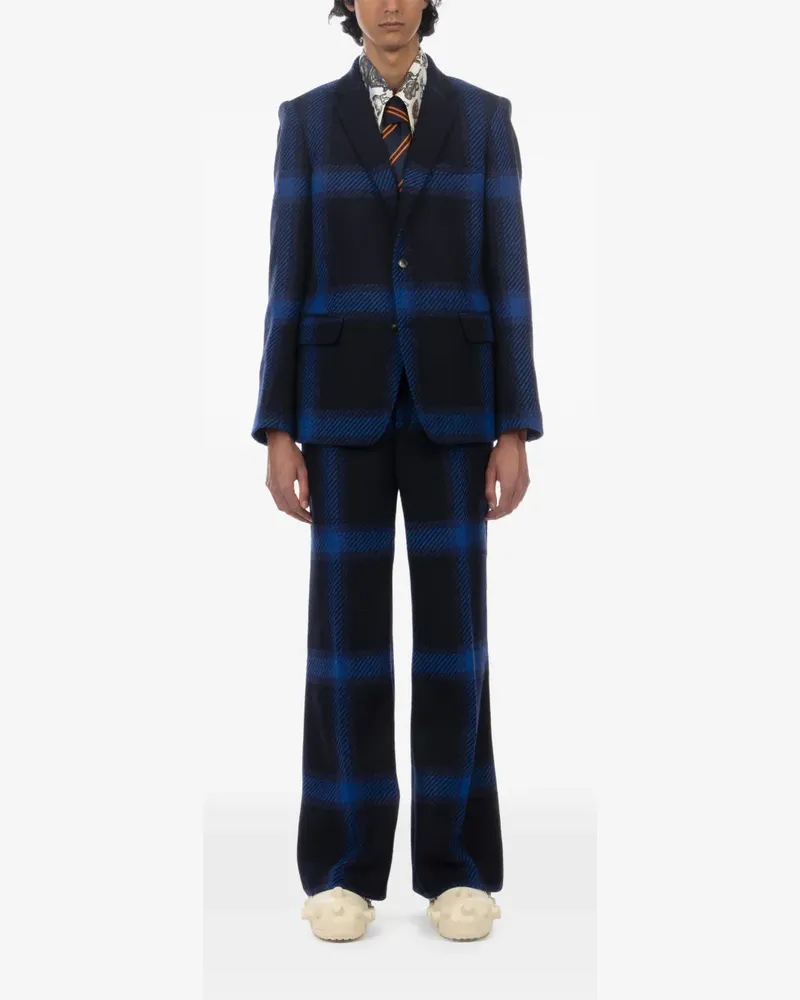 Walter van Beirendonck check-pattern wool blazer - Blau Blau