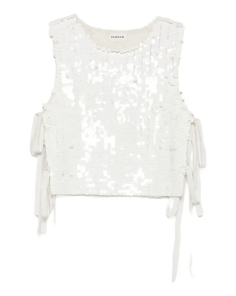 P.A.R.O.S.H. P.A.R.O H. sequin-embellished side-tie top - Weiß Weiß