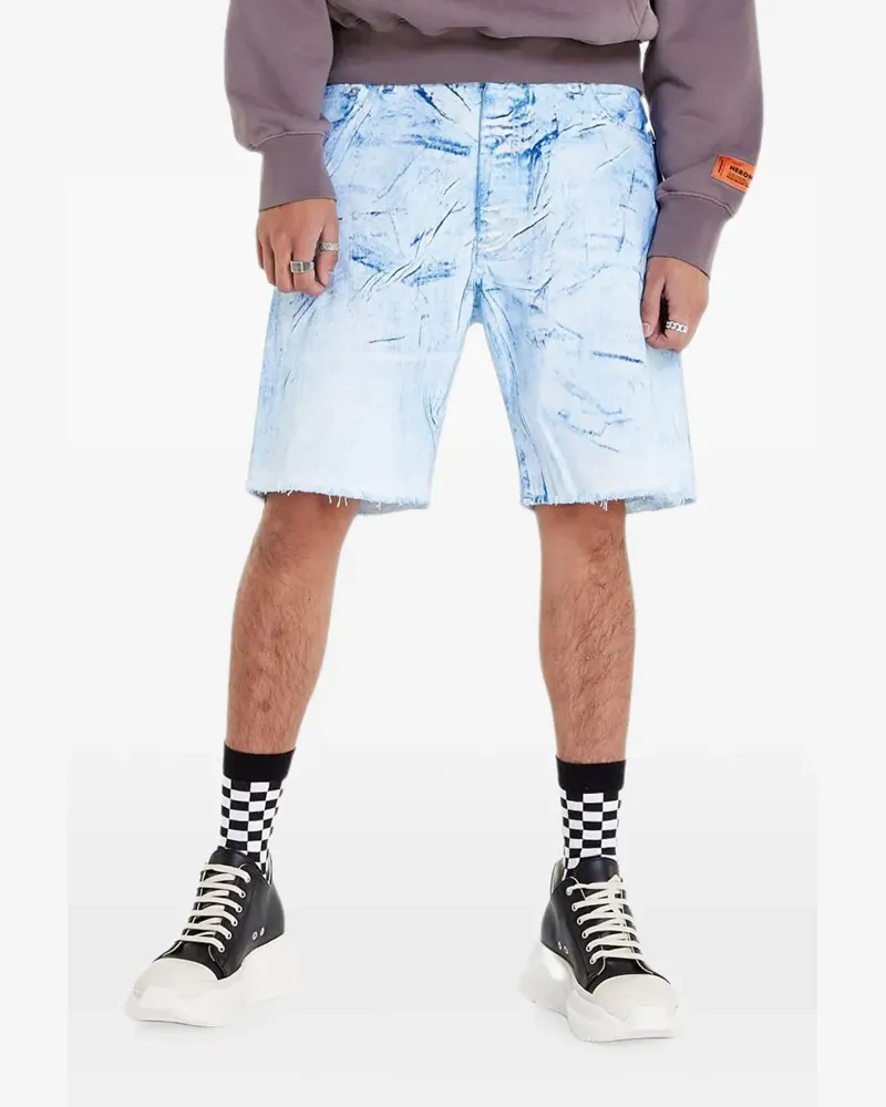 Heron Preston overdyed raw-edge shorts - Blau Blau