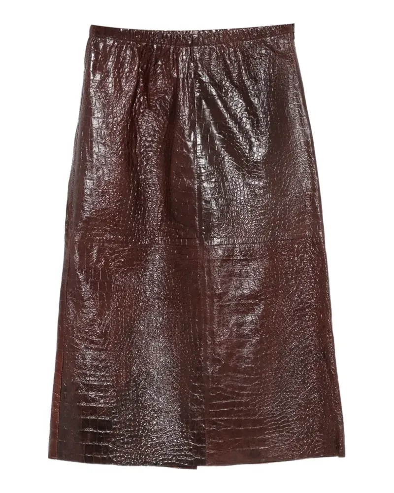 ALYSI croc-effect midi skirt - Braun Braun