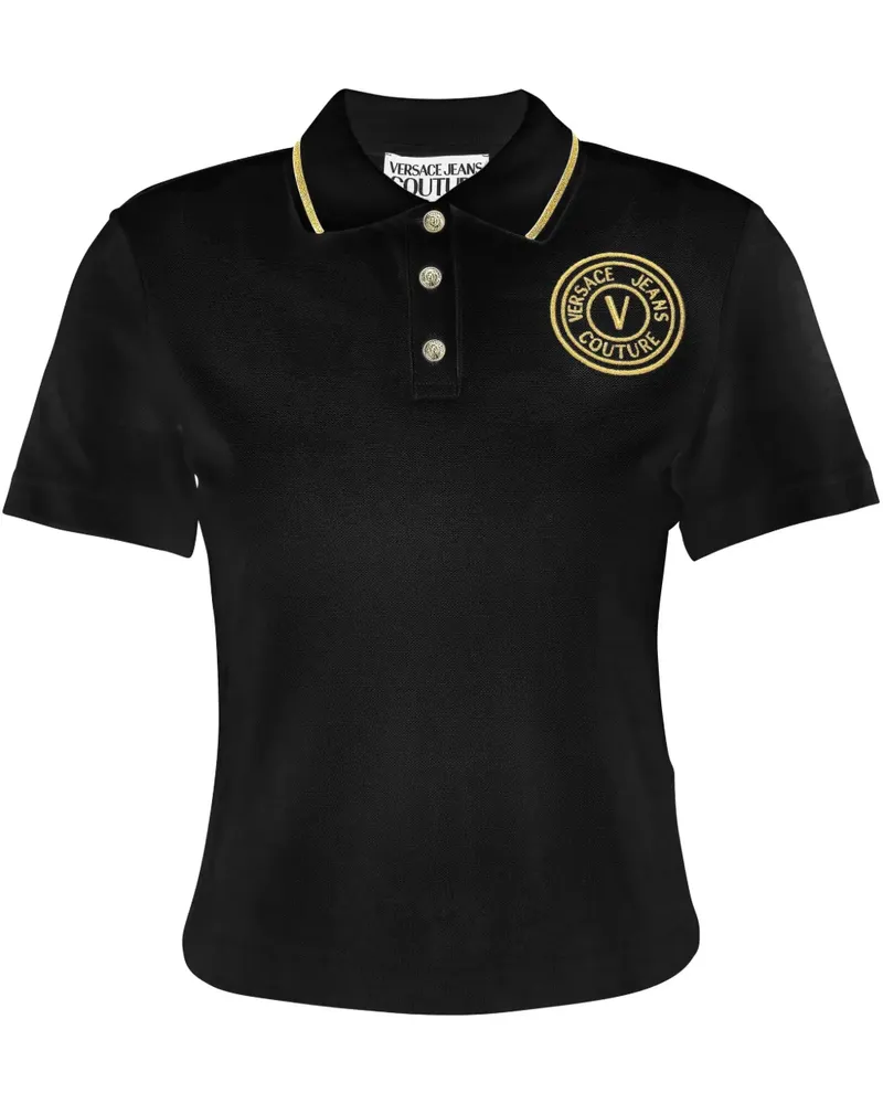 Versace Jeans Poloshirt mit Logo-Stickerei - Schwarz Schwarz