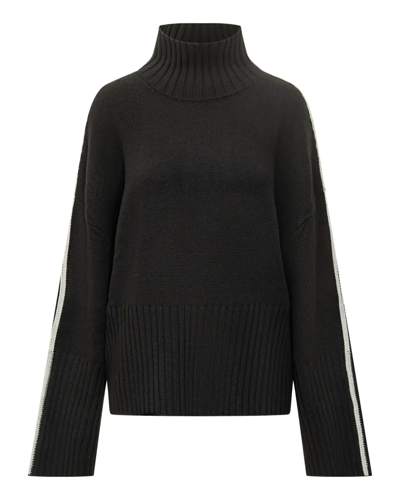 Pinko Stehkragen-Pullover mit gestreiften Ärmeln - Schwarz Schwarz