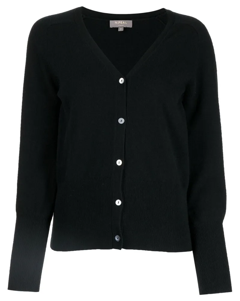 N.Peal Fein gestrickter Cardigan - Schwarz Schwarz