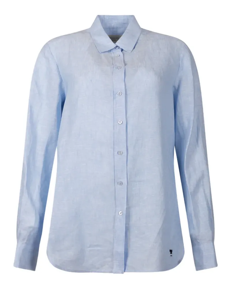 Max Mara logo-embroidered linen shirt - Blau Blau