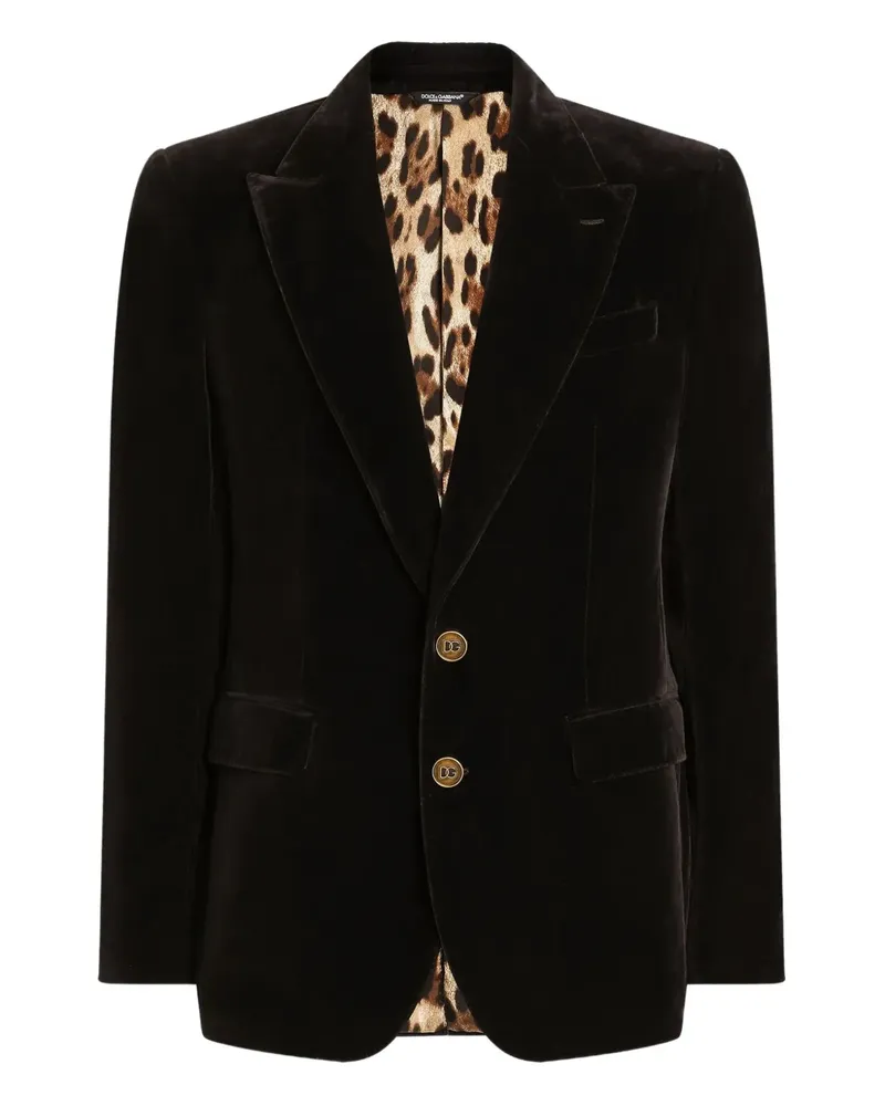 Dolce & Gabbana Blazer aus Samt mit goldfarbenen Knöpfen - Braun Braun