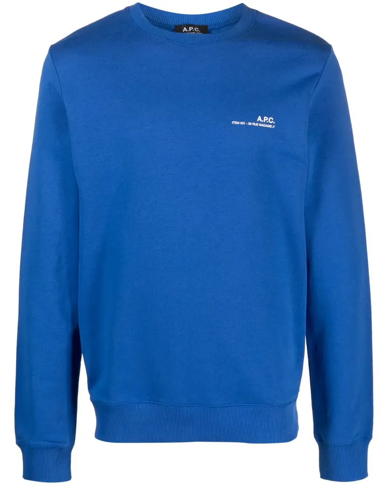 A.P.C. Sweatshirt mit Logo-Print - Blau Blau