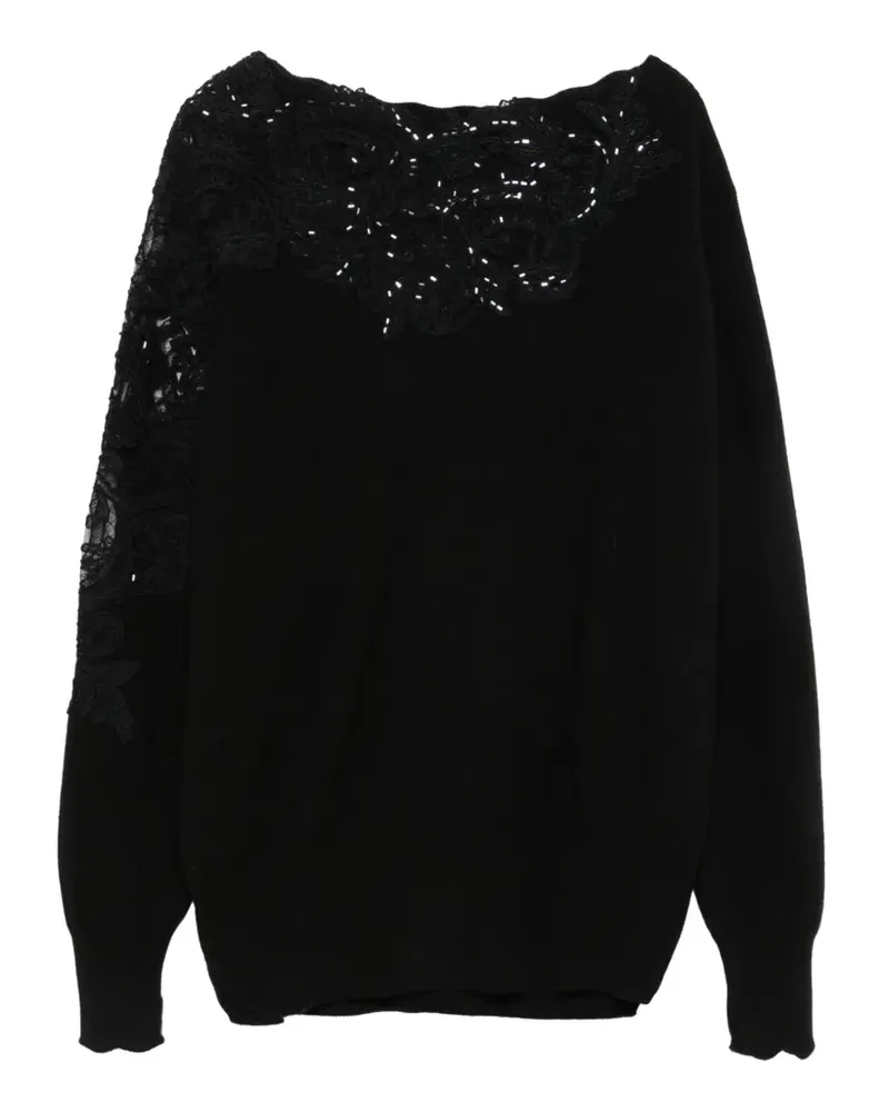 Ermanno Scervino Pullover mit Spitzeneinsatz und Pailletten - Schwarz Schwarz