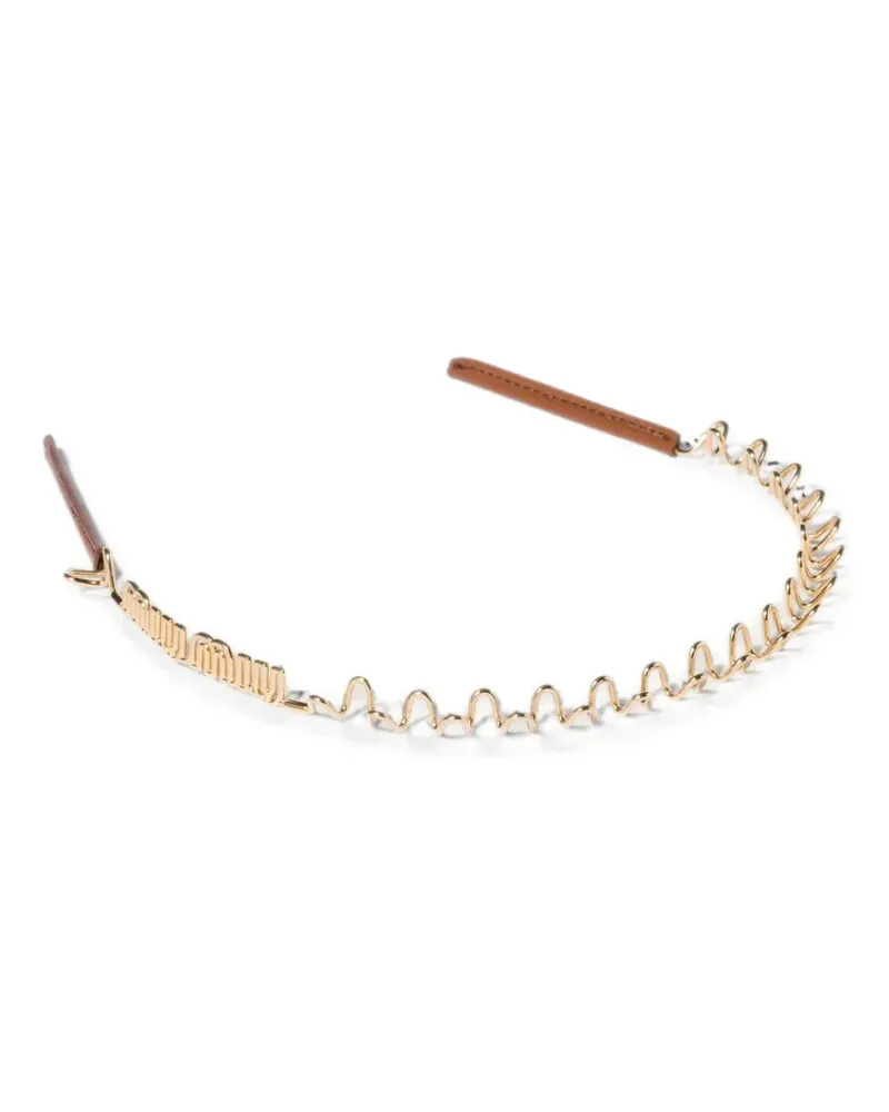 Miu Miu Haarreif aus Metall und Leder - Gold Gold