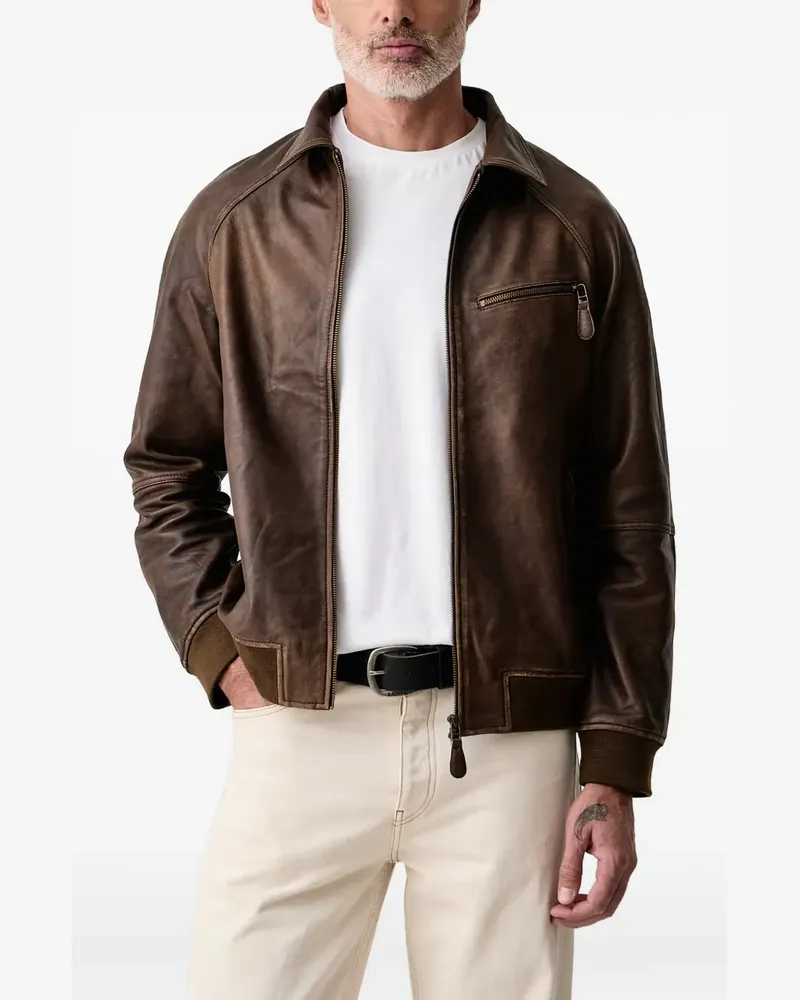 Mos Mosh Thom zip-up leather jacket - Braun Braun