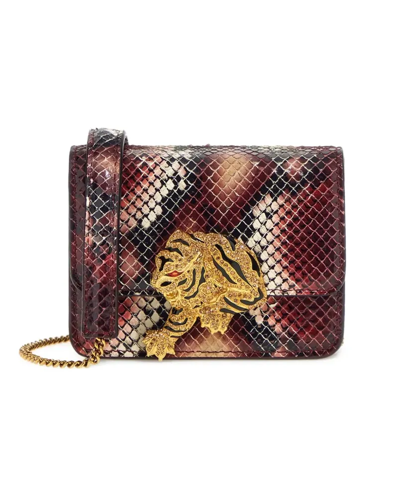 Roberto Cavalli Mini Roar Schultertasche mit Schlangen-Effekt - Rot Rot