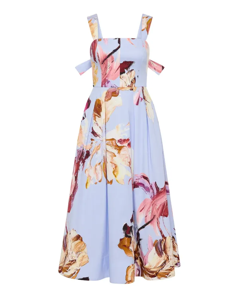 Rebecca Vallance Fleur de Lis Midikleid mit Blumenprint - Blau Blau