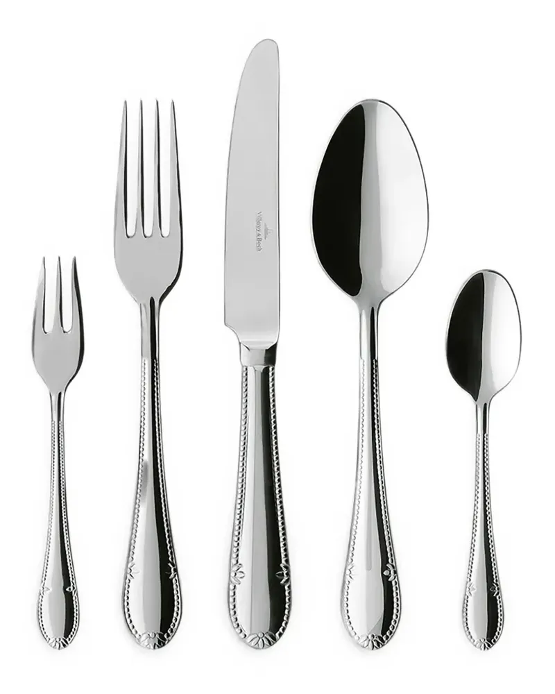 Villeroy & Boch Mademoiselle Besteck-Set mit Blumenprägung (30er-Set) - Silber Silber