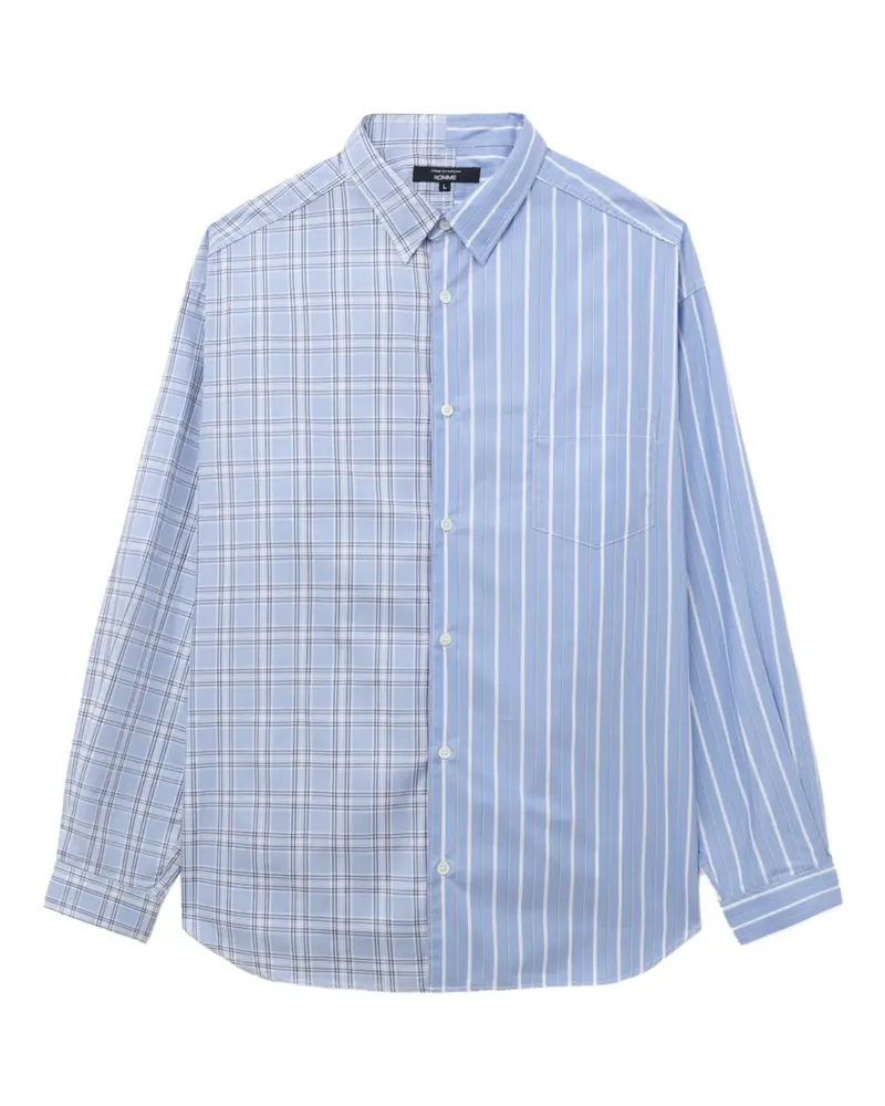Comme des Garçons Gestreiftes Hemd mit Karo - Blau Blau