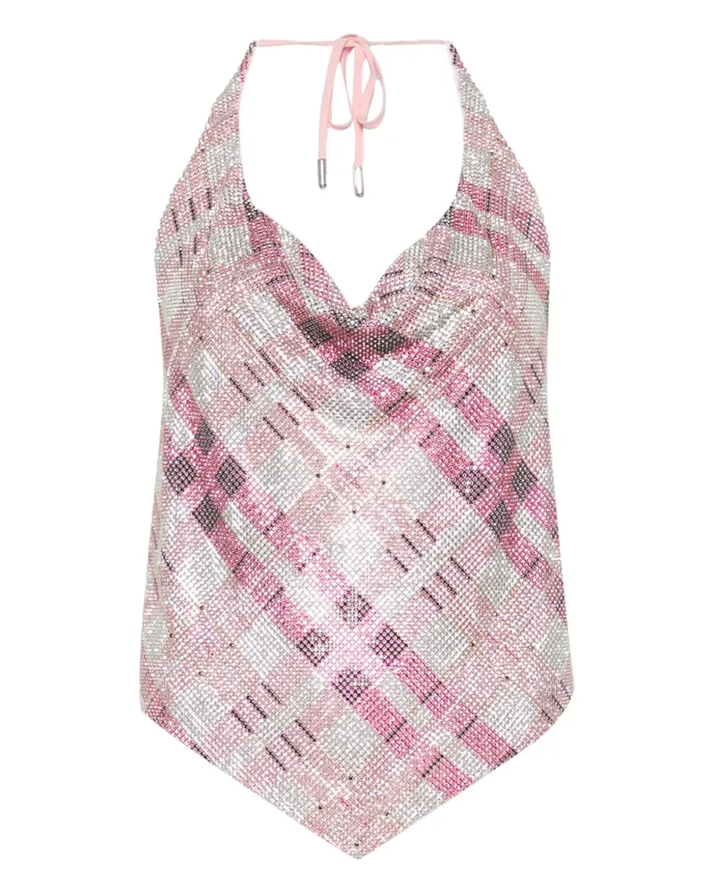 Self-Portrait Neckholder-Top mit Kristallen - Rosa Rosa