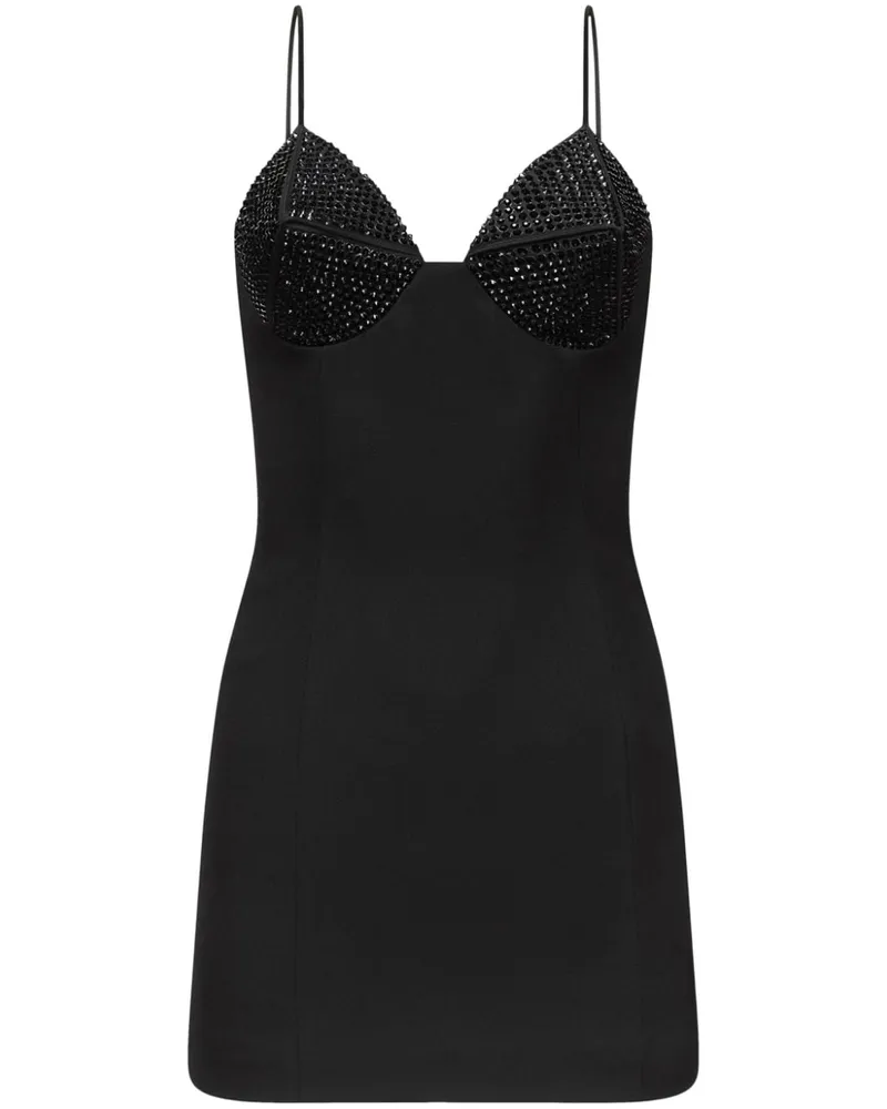 Area Minikleid mit Kristallen - Schwarz Schwarz