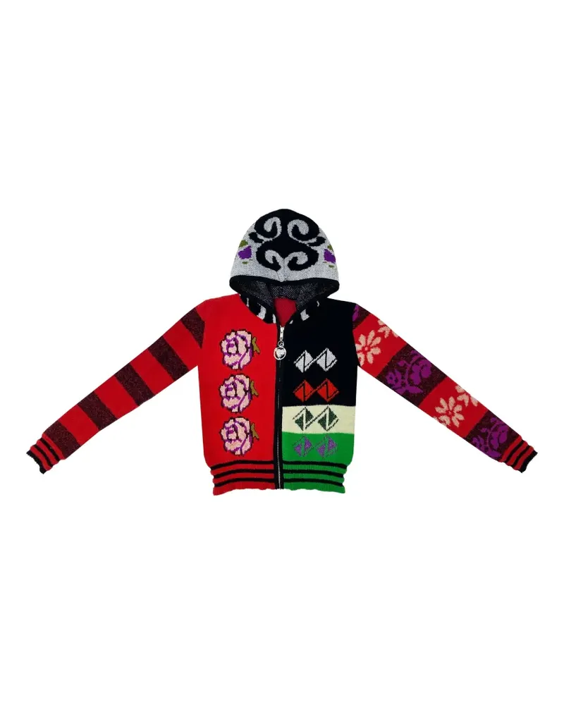 CHOPOVA LOWENA intarsia-knit floral-motif cardigan - Rot Rot