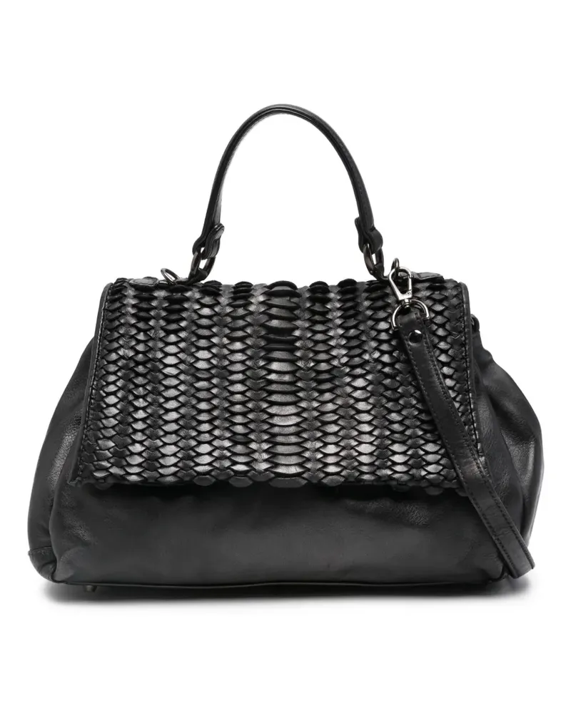 Reptile's House Schultertasche mit gewebter Klappe - Schwarz Schwarz