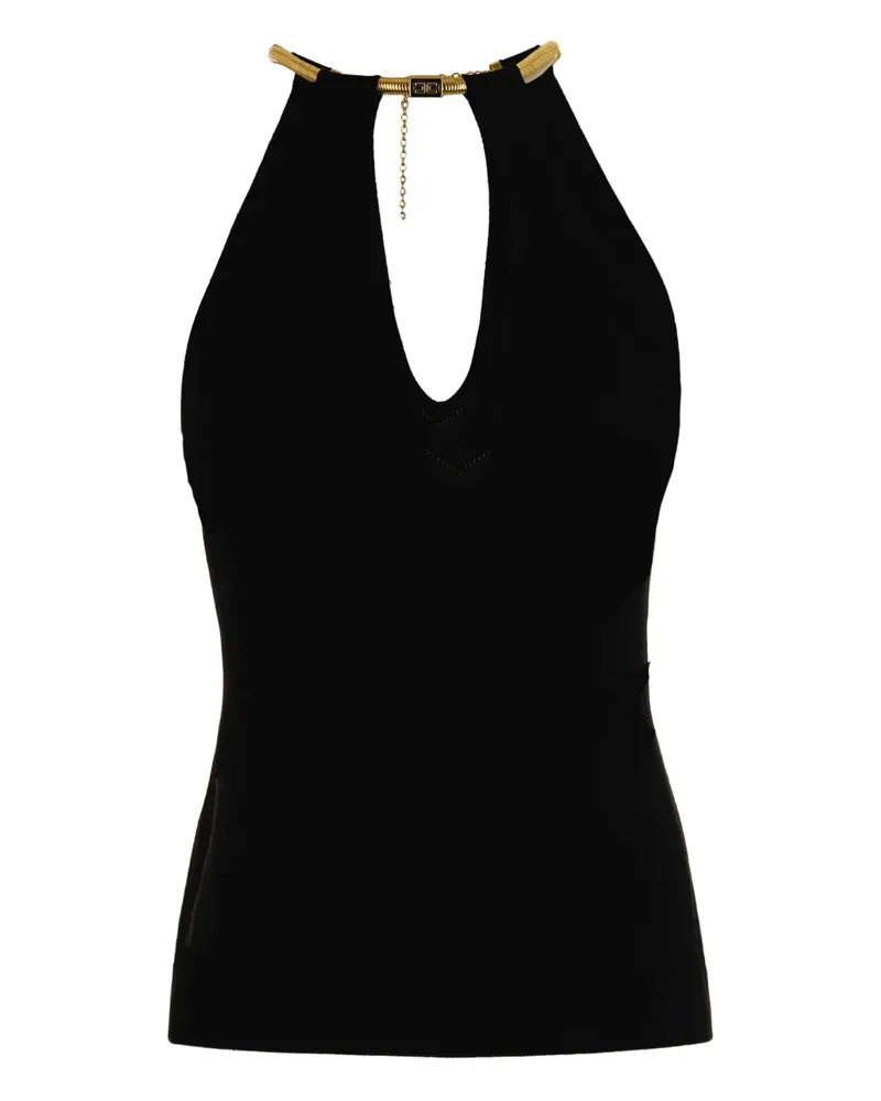 Elisabetta Franchi Neckholder-Oberteil mit Kette - Schwarz Schwarz