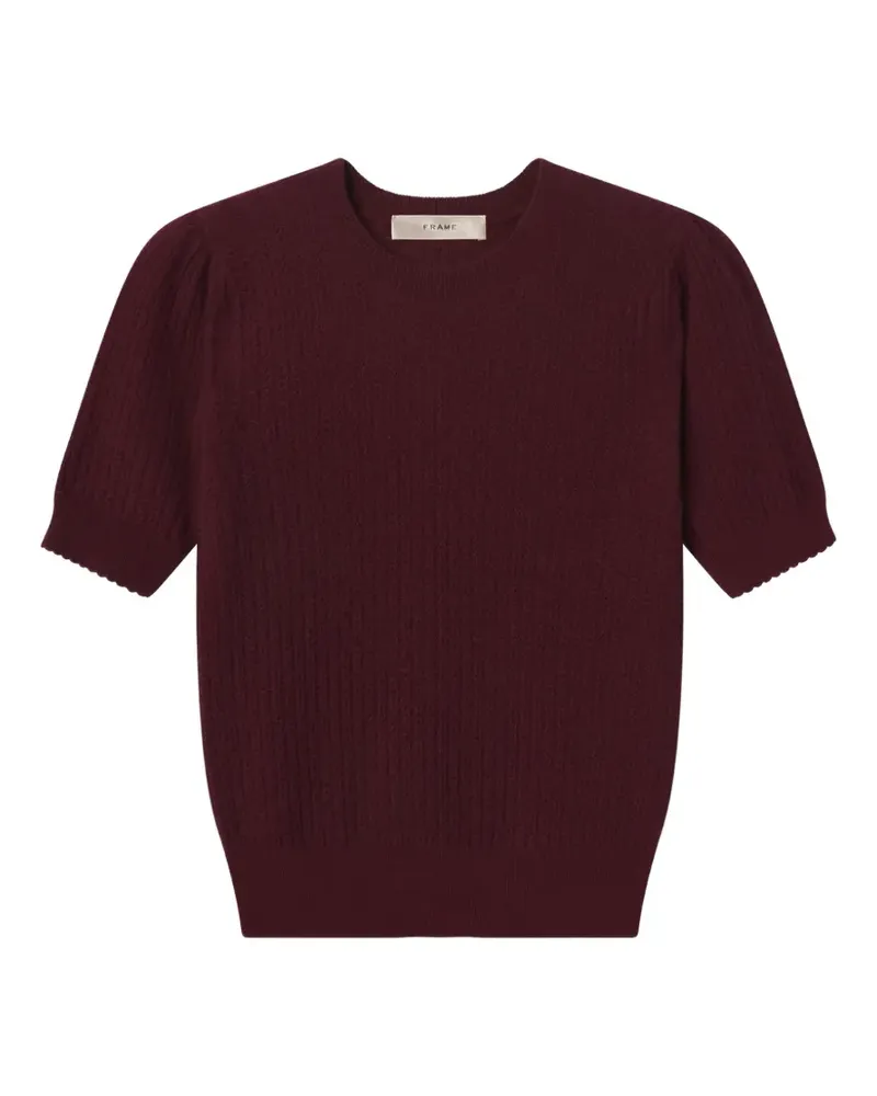 Frame Denim The Gathered Honeycomb Kaschmirpullover mit Waffelstrick - Rot Rot